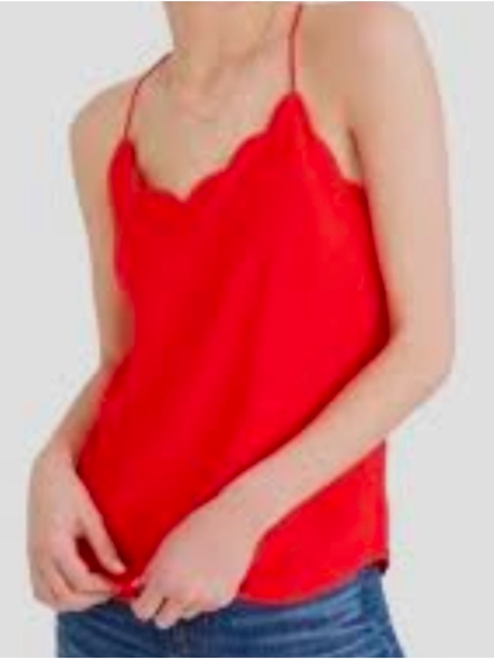 J.Crew Scallop Edge Racerback Camisole Tank Top Blouse, Red, 8 - Picture 13 of 15